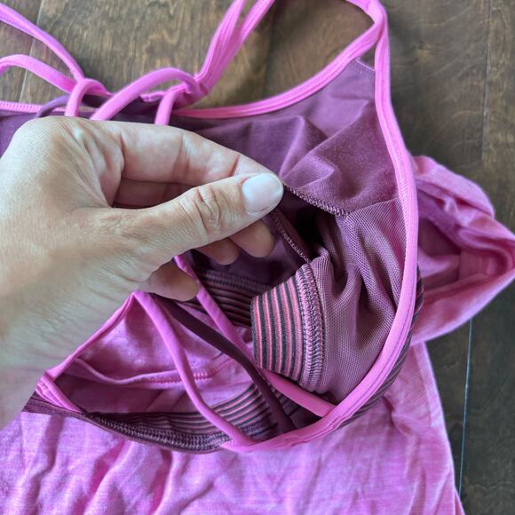 Lululemon Women's Size 10 Lighten Up Tank Pink Purple Built in Bra - Picture 5 of 11